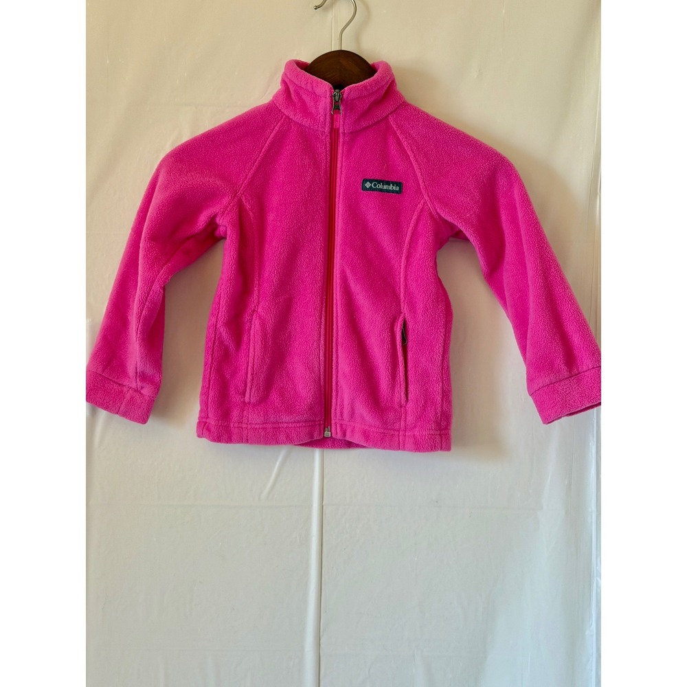 Columbia Kids Pink Fleece Full Zip Jacket XXS 4/5 WF6756 Mock Neck Pocketed
